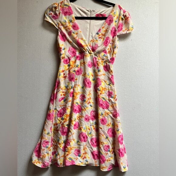 Betsey Johnson Floral Pink and Yellow Dress - Picture 1 of 10